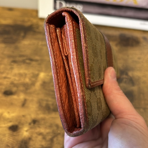 Gucci Long brown canvas and leather snap wallet - Picture 3 of 7